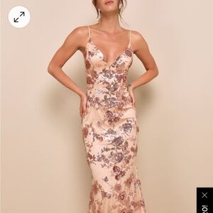 Rose gold sequin mermaid maxi dress